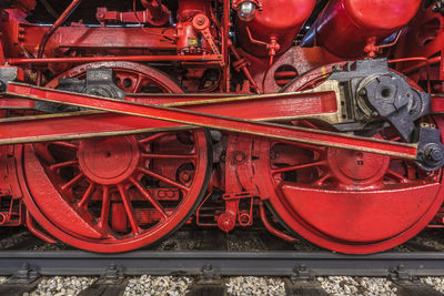 Close-up of train wheels