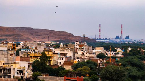 High angle view of buildings in city