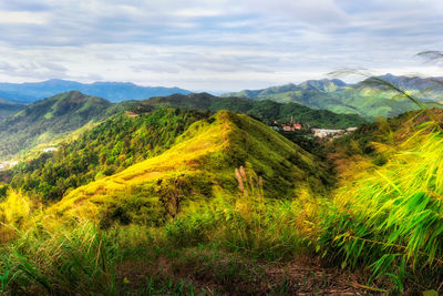 Scenic view of mountains against sky