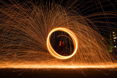 Blurred motion of light painting at night
