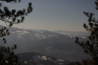 Scenic view of mountains against clear sky