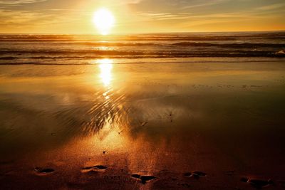 Scenic view of sunset over sea