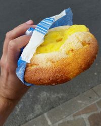 Close-up of hand holding bread