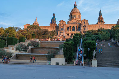 Palau nacional, the national palace is a building on the hill of montjuic in barcelona spain.