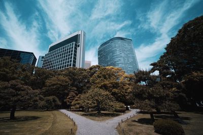 Low angle view of buildings against sky