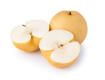 Close-up of apple against white background