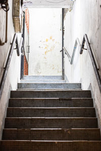 Low angle view of staircase in building, light colors