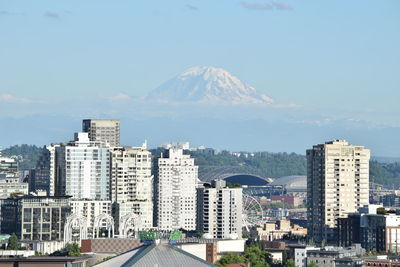 Buildings in city against sky