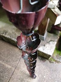 High angle view of drink in glass container