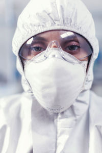 Portrait of woman wearing mask