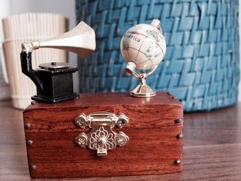 Close-up of electric lamp on table