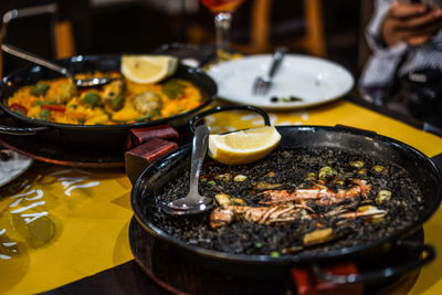 Close-up of food on table