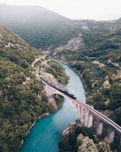 High angle view of bridge over river