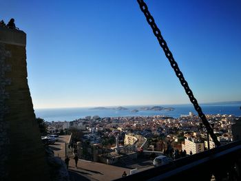 Cityscape against clear sky