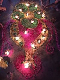 High angle view of illuminated lamp