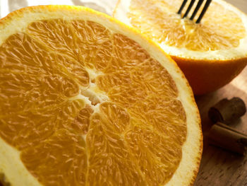 Close-up of fruit slices on table