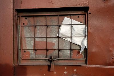 Closed window of train