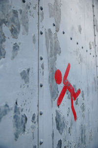 Close-up of red paint on wall