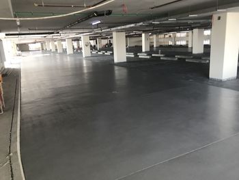 Interior of empty parking lot