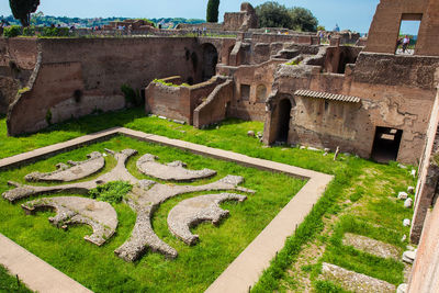 High angle view of old ruins