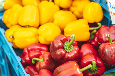 Close-up of bell peppers for sale in market