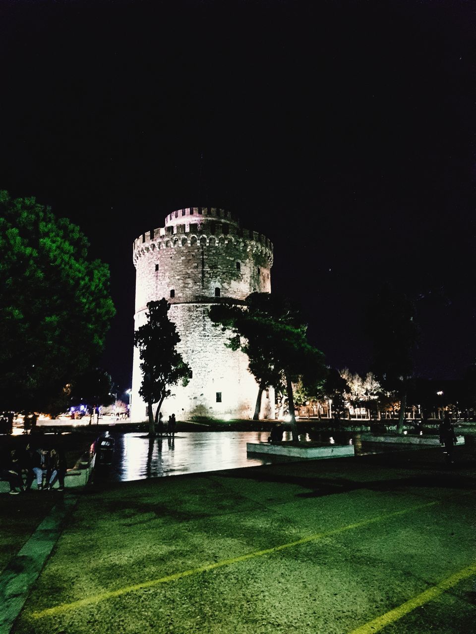 VIEW OF HISTORIC BUILDING AT NIGHT