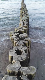 Water on rock at sea shore