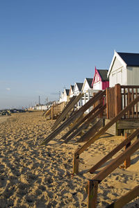 Beach against clear sky