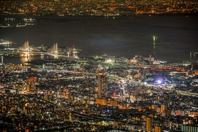 Illuminated cityscape at night