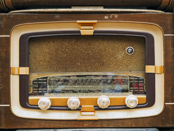 Close-up of retro styled radios