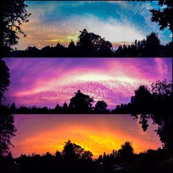 Scenic view of lake against romantic sky at sunset