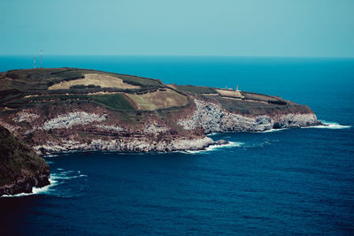 Scenic view of sea against clear sky