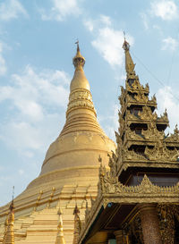 Low angle view of temple building against sky