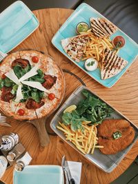 High angle view of food on table