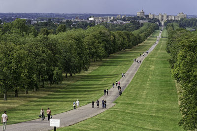 People walking on field