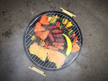 High angle view of food in plate