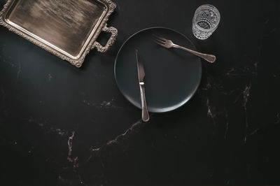 High angle view of ice cream on table