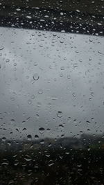 Full frame shot of raindrops on glass window