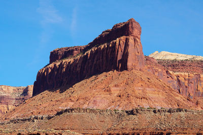 Low angle view of rock formations against sky