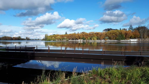 Scenic view of lake against sky