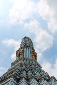 Low angle view of temple building against sky