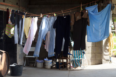 Clothes drying on clothesline