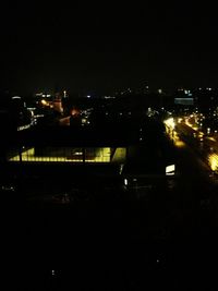 View of illuminated city at night