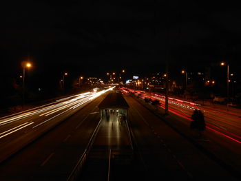 View of light trails at night