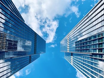 Low angle view of modern building against sky