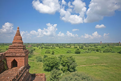 Panoramic view of temple against sky