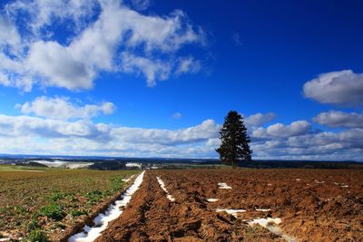 Scenic view of land against sky