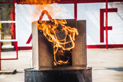 Close-up of burning fire