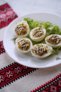 Close-up of food on table