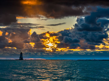 Scenic view of dramatic sky over sea